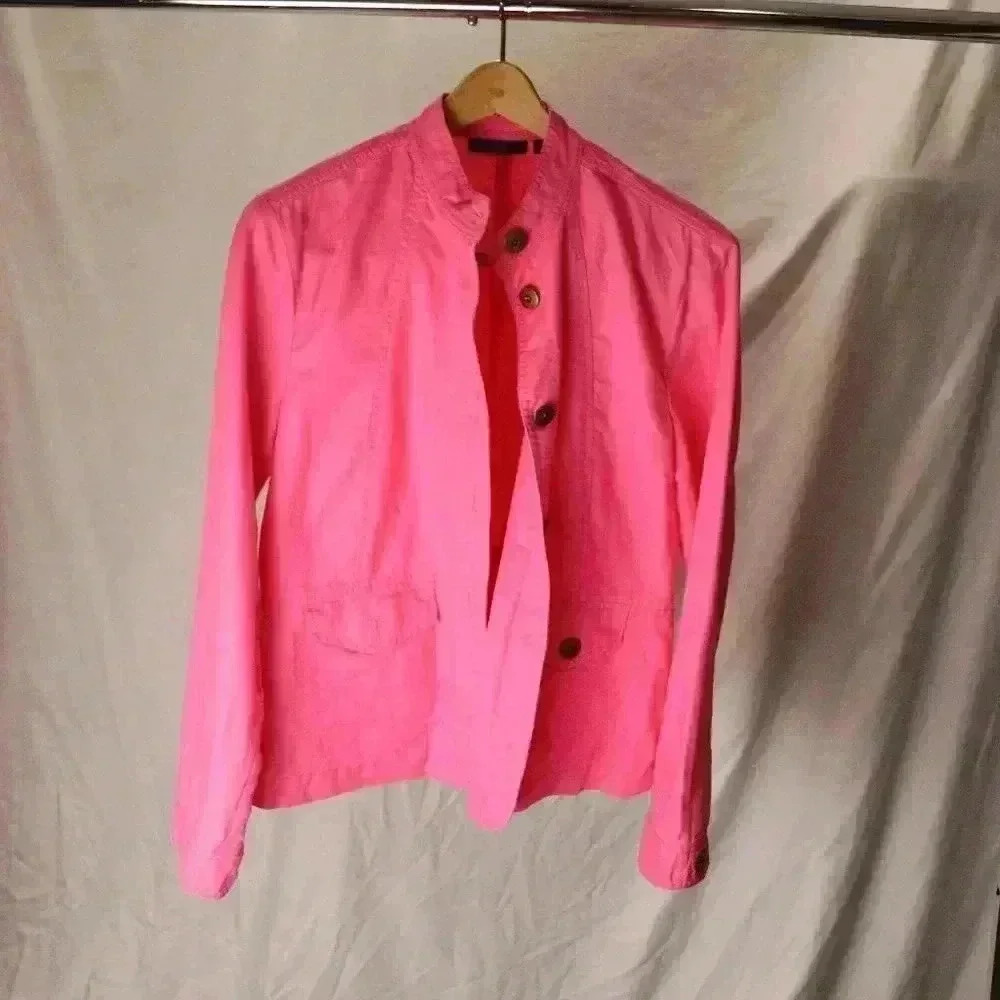 Jacket Barbie pink brass buttons by Amber Sun size M lightweight‎ casual